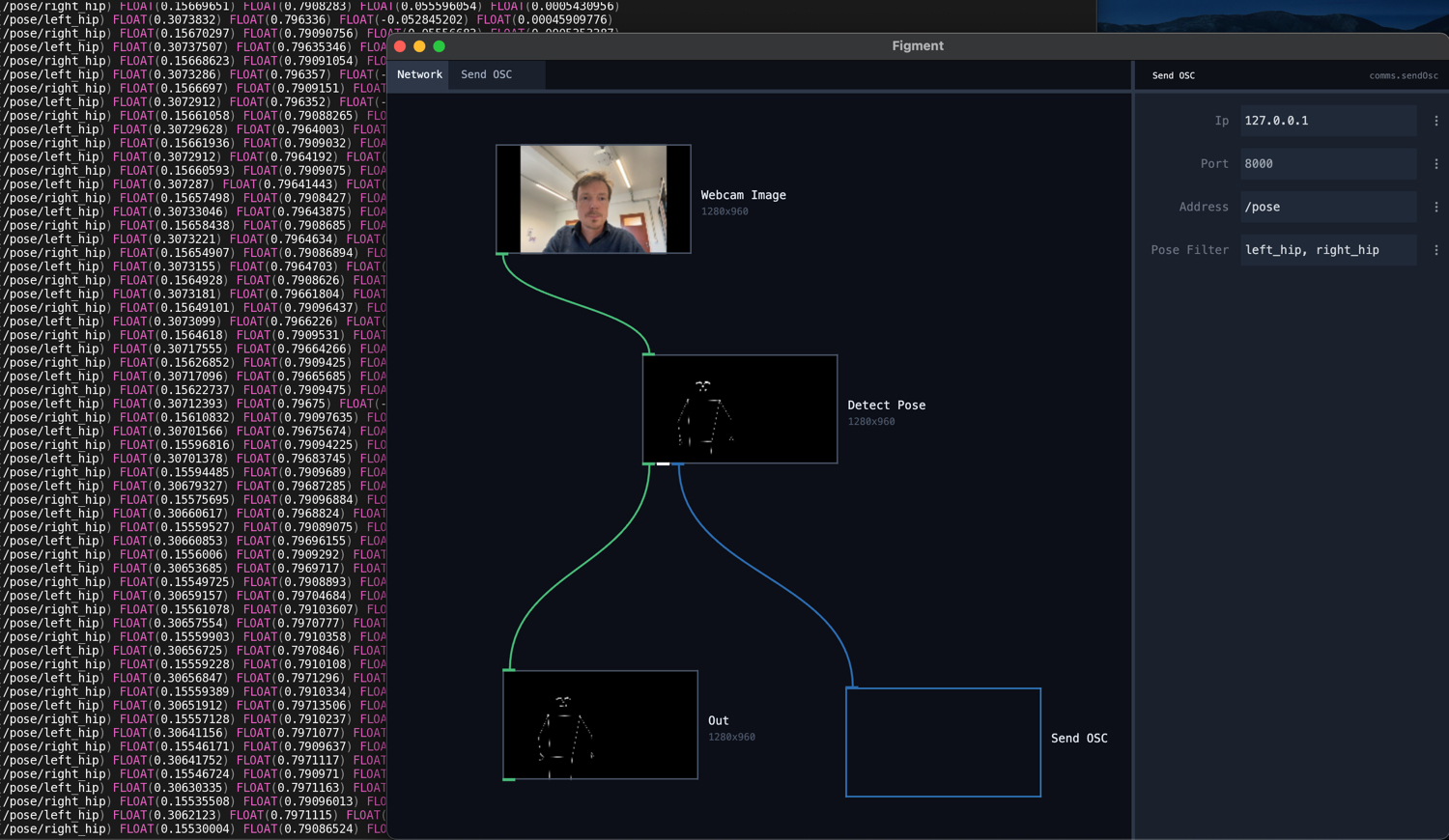 Figment send osc node sending out pose data