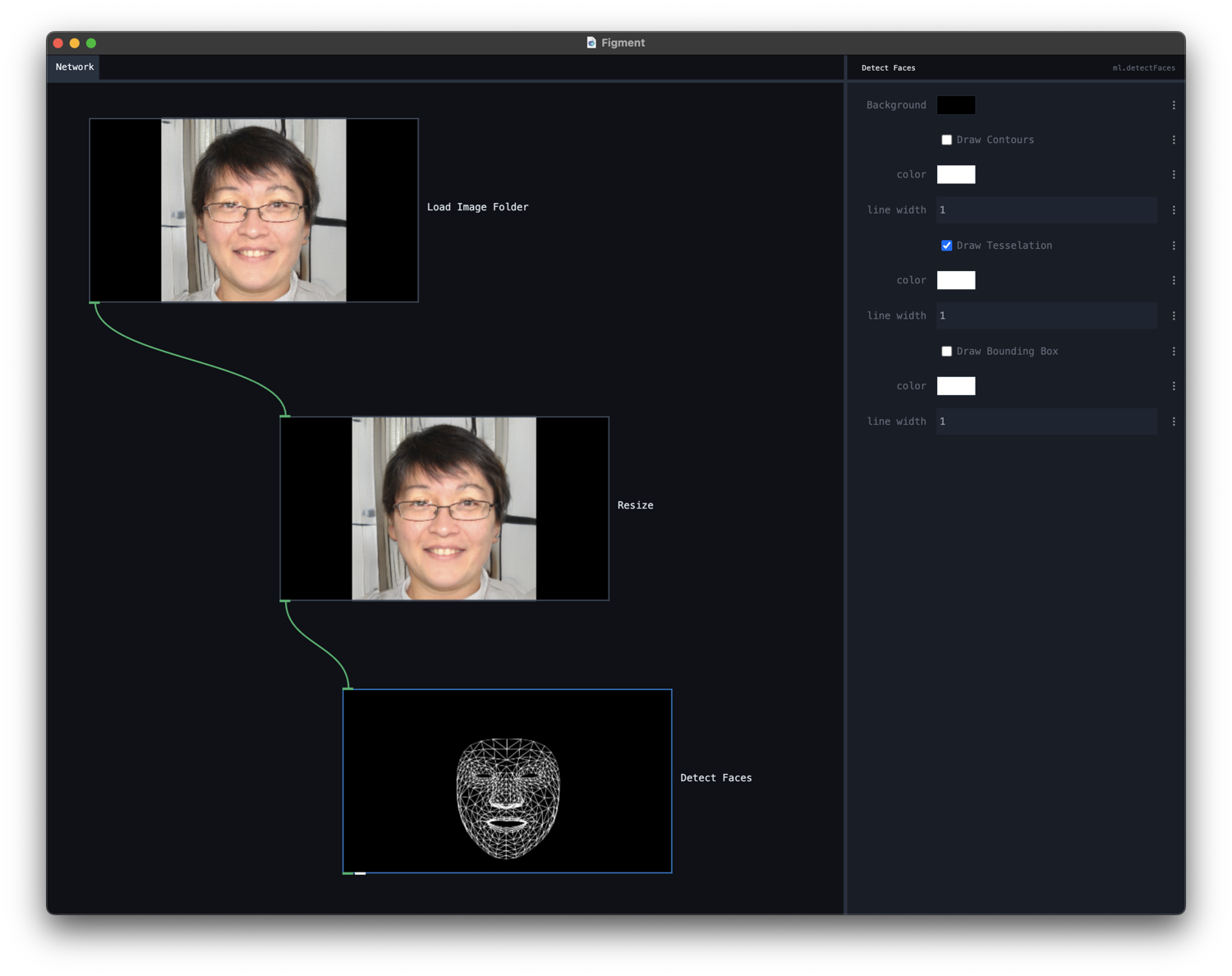 Screenshot of Detect Faces setup